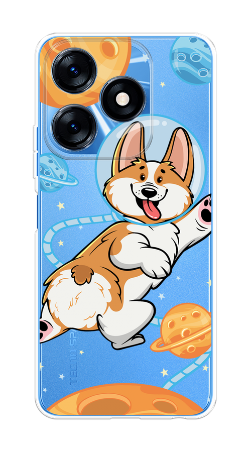 

Чехол на Tecno Spark 10/10C "Корги-космонавт", Голубой;бежевый;белый, 303550-1