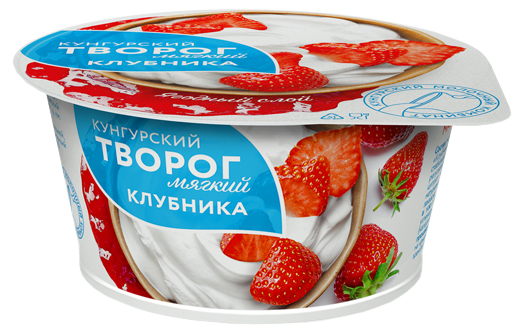 

Творог Кунгурский молочный комбинат Клубника 3,5% 120 г