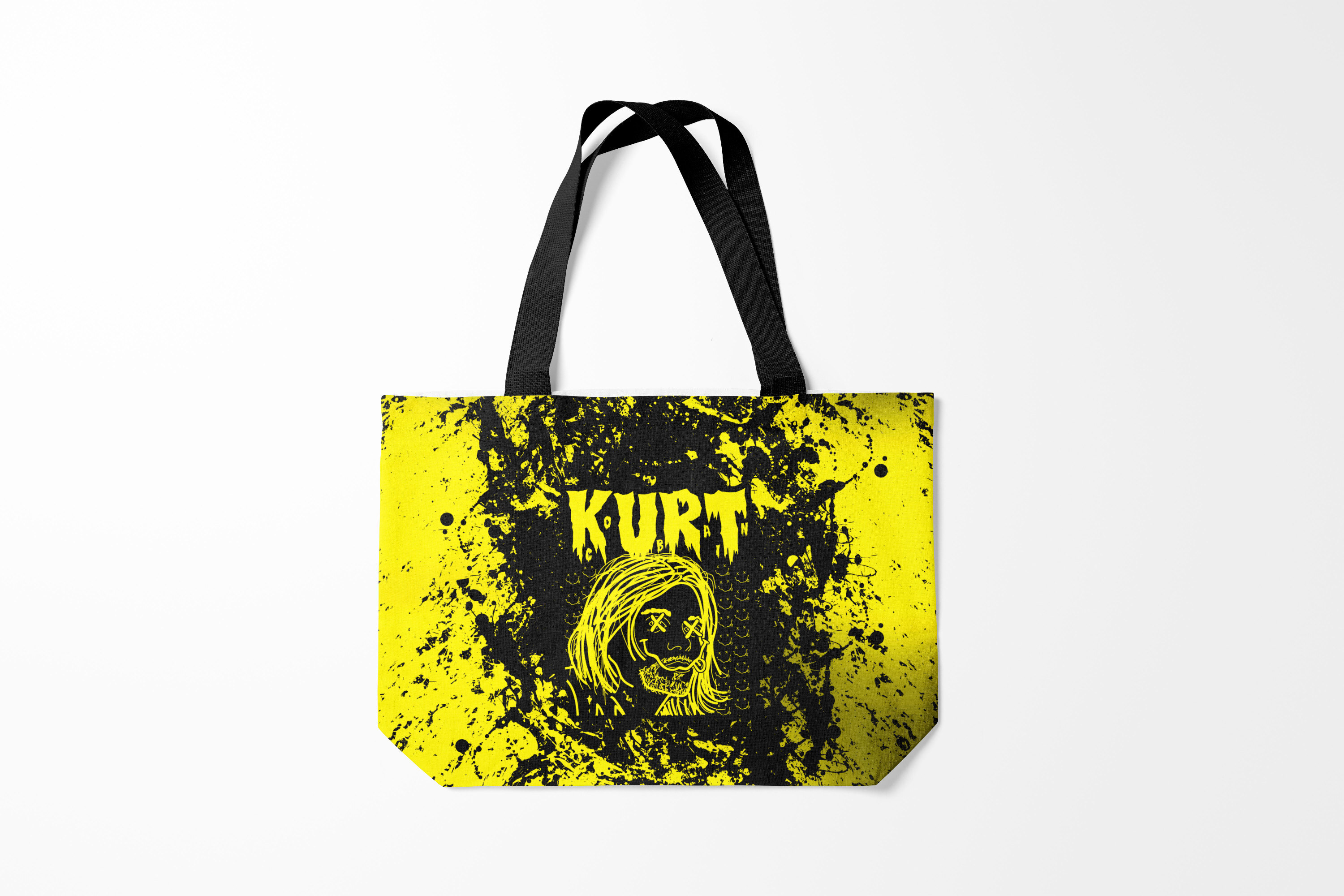 

Сумка шoппер унисекс Burnettie Kurt Cobain Nirvana 9, черный; желтый, Kurt Cobain Nirvana 9