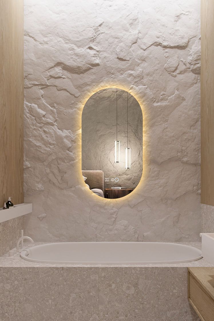 Зеркало для ванной с часами Kapsula 80*40 овальное 