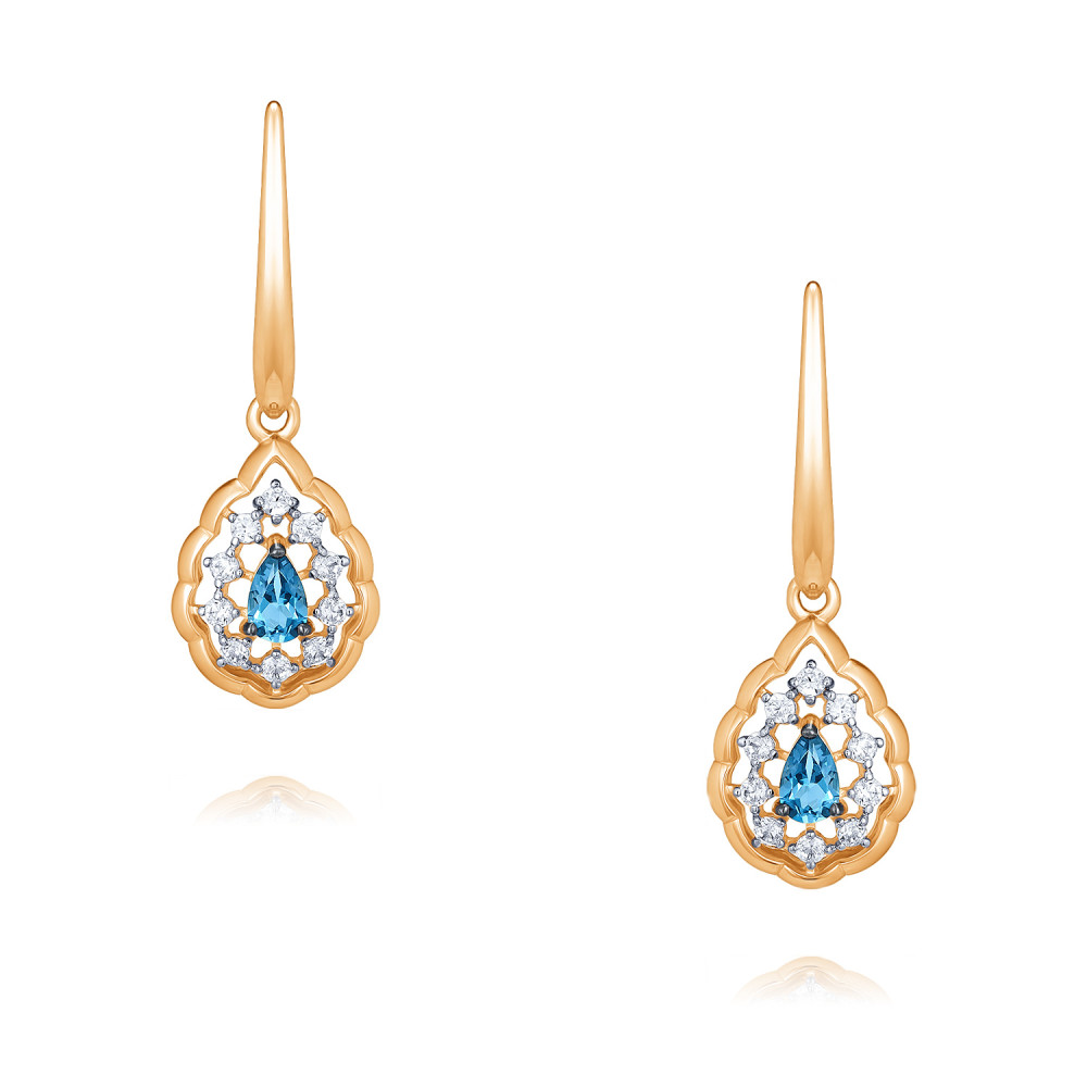 

Серьги подвески из красного золота ADAMAS 24041162/01-А50ДЧ-660, топаз/фианит, 24041162/01-А50ДЧ-660