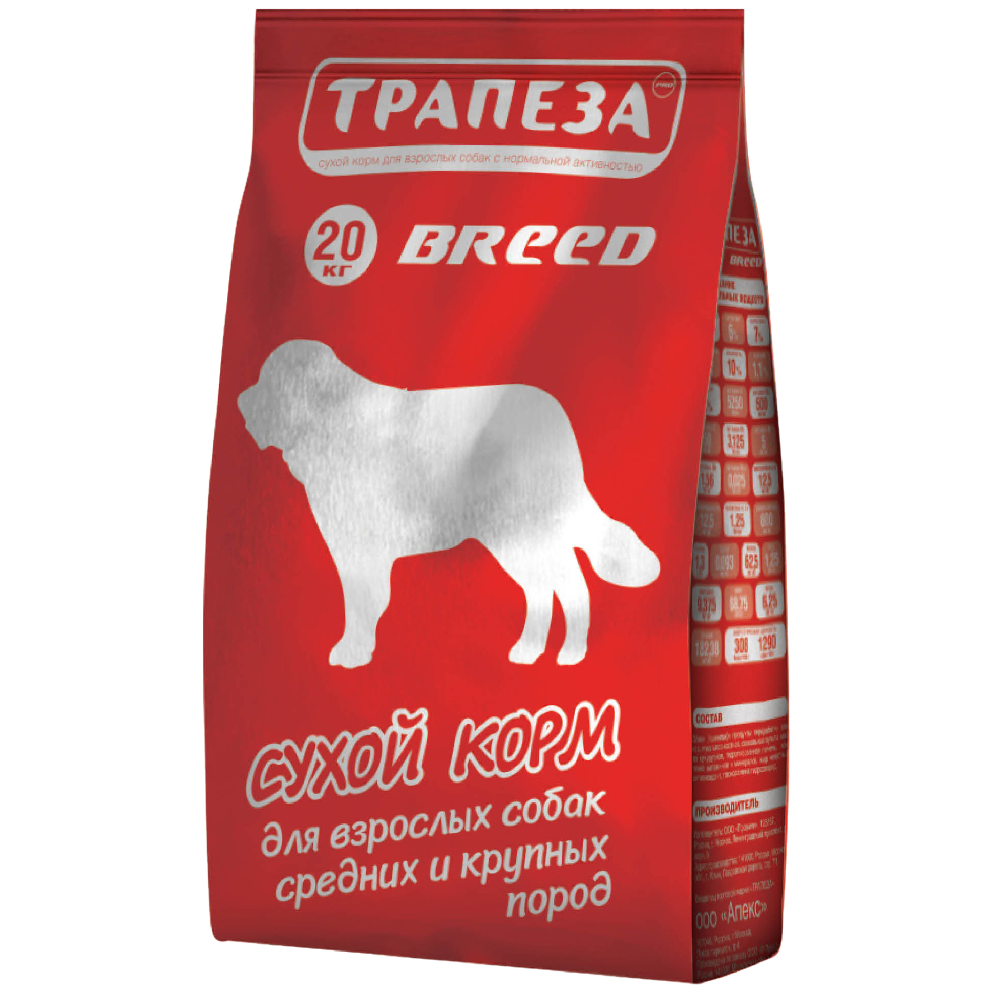 

Сухой корм для собак Трапеза Breed для взрослых собак средних и крупных пород, 20 кг