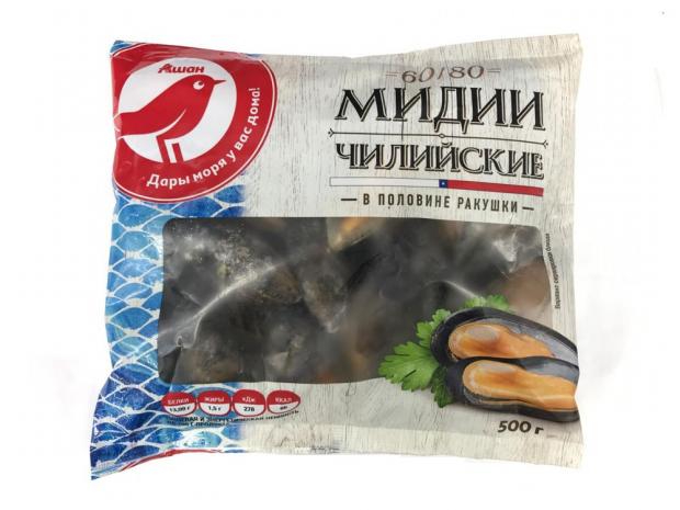

Мидии Ашан, замороженные, без заправки, BIO, 500 гр