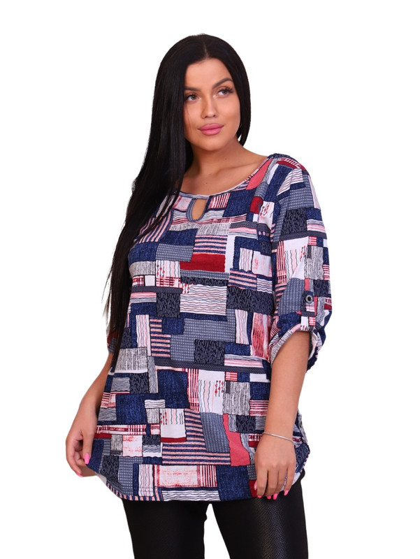 

Блуза женская New Life jersey 102-038 синяя 50 RU, 102-038