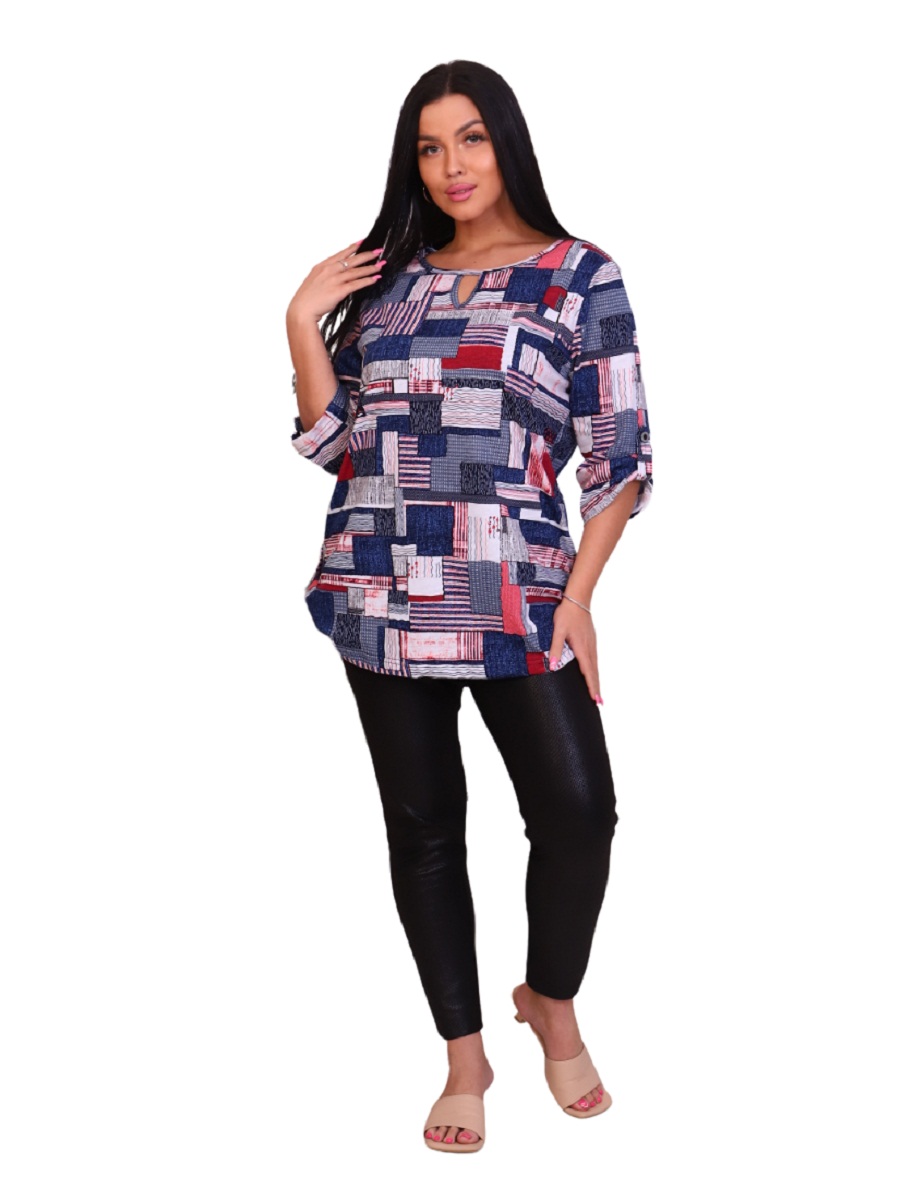 

Блуза женская New Life jersey 102-038 синяя 52 RU, 102-038