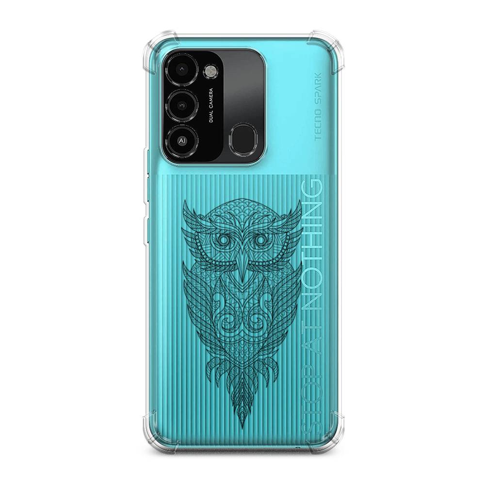 

Чехол Awog на Tecno Spark 8C / Техно Спарк 8C "Филин графика", Черный