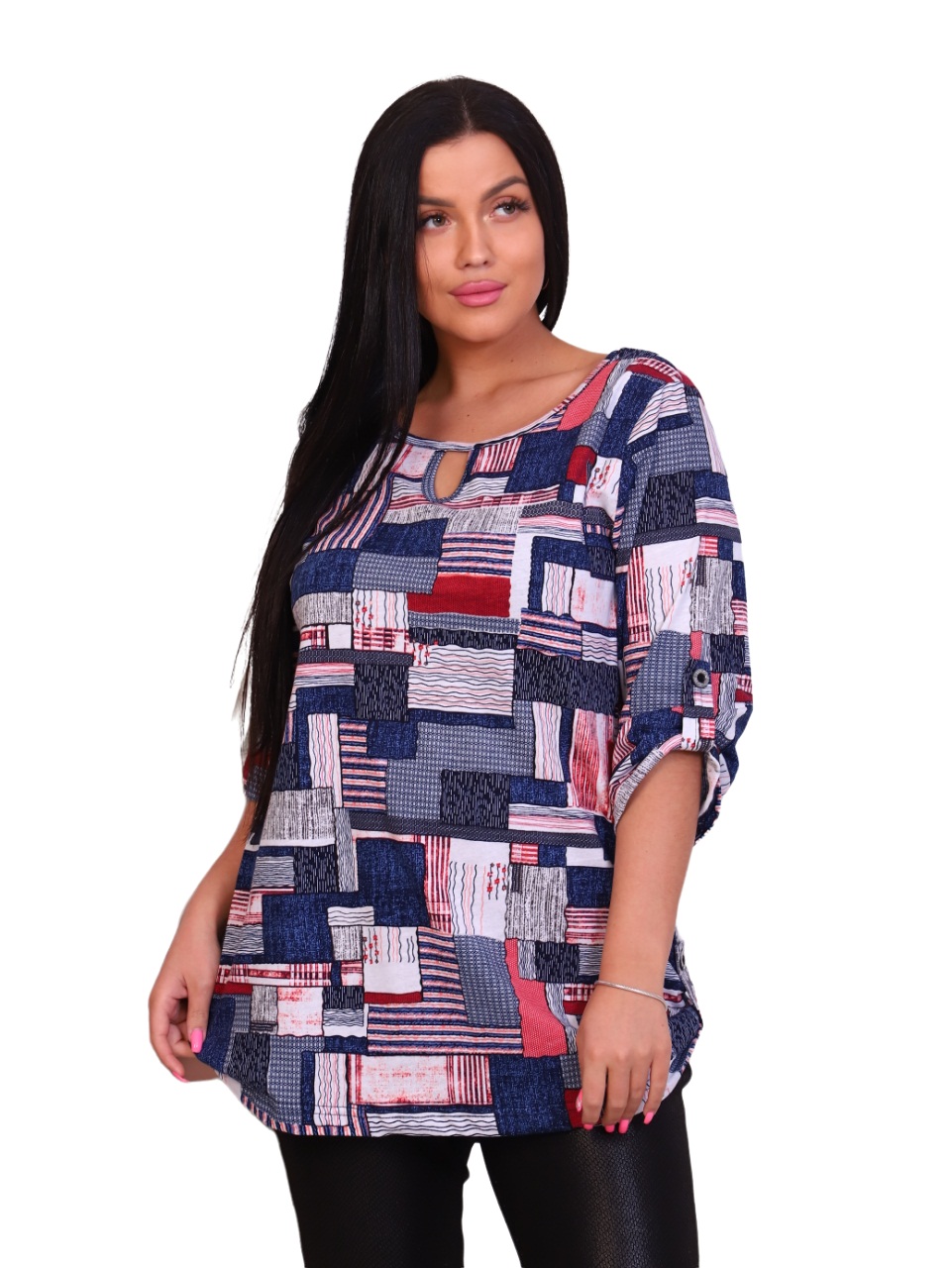 

Блуза женская New Life jersey 102-038 синяя 62 RU, 102-038