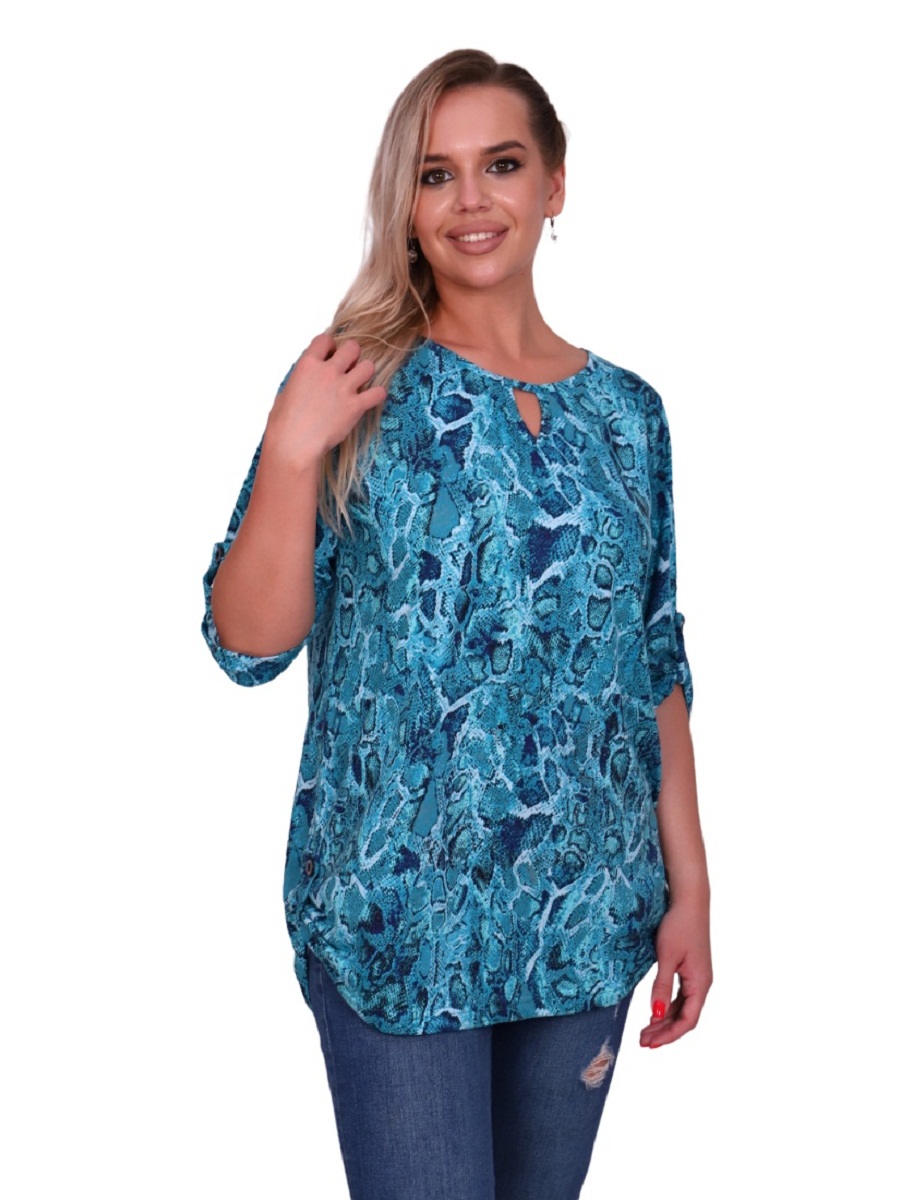 

Блуза женская New Life jersey 102-079/бир бирюзовая 52 RU, 102-079/бир