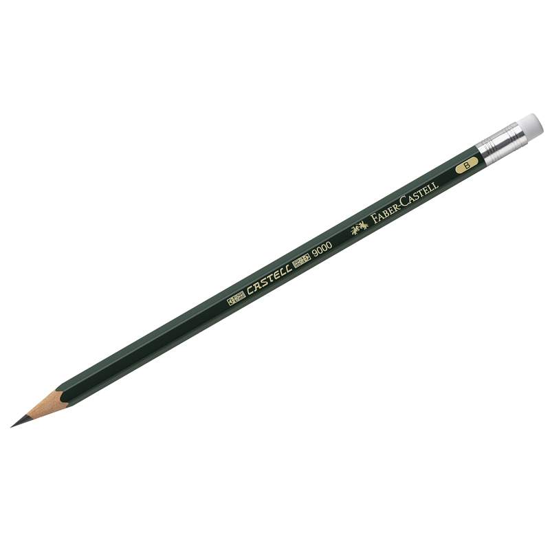 фото Карандаши чернографитные faber-castell "castell 9000" b, арт. 286131 - (12 шт.)