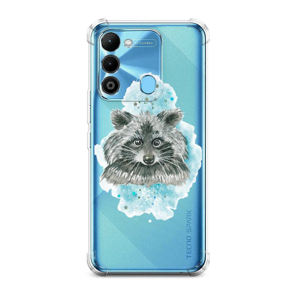 

Чехол Awog на Tecno Spark 9 / Техно Спарк 9 "Енот в голубом облаке", Голубой