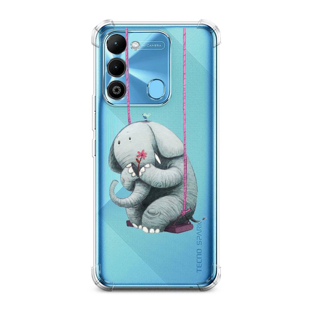 

Чехол Awog на Tecno Spark 9 / Техно Спарк 9 "Грустный слоник", Розовый