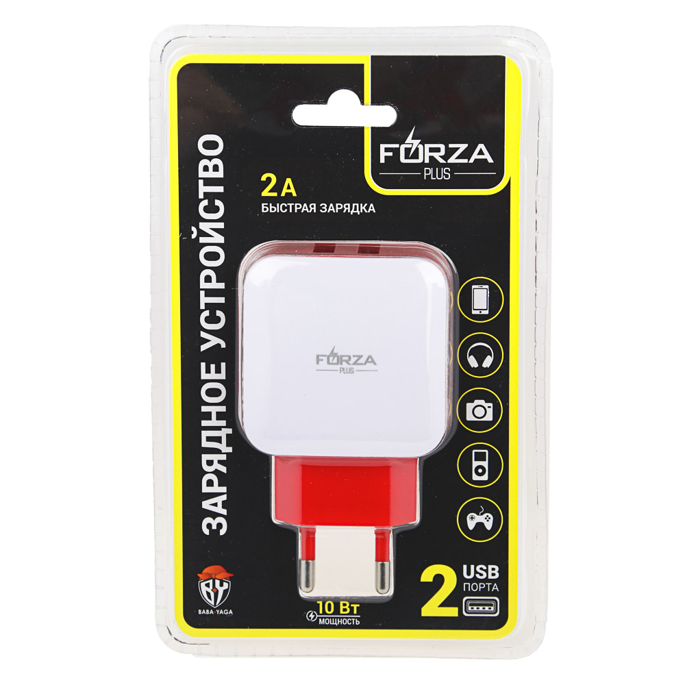 фото Сетевое зарядное устройство forza 2 usb 2а 916-066