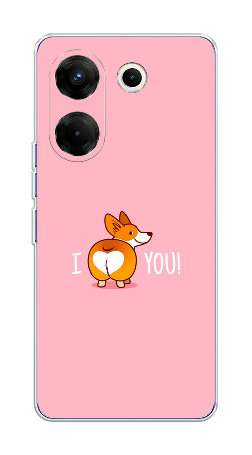 

Чехол на Tecno Camon 20 Pro 5G "Корги I love you", Розовый;коричневый;белый, 304050-1