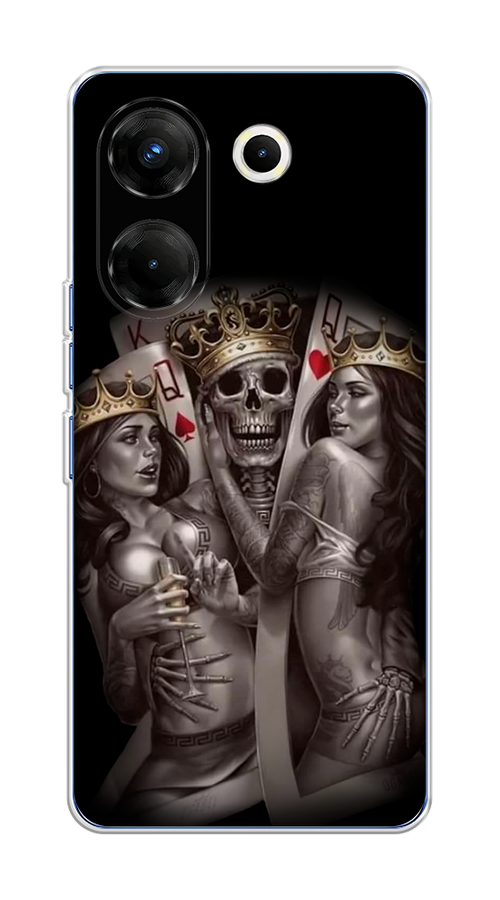 

Чехол на Tecno Camon 20 Pro 5G "Карты король и королевы", Серый;желтый, 304050-6