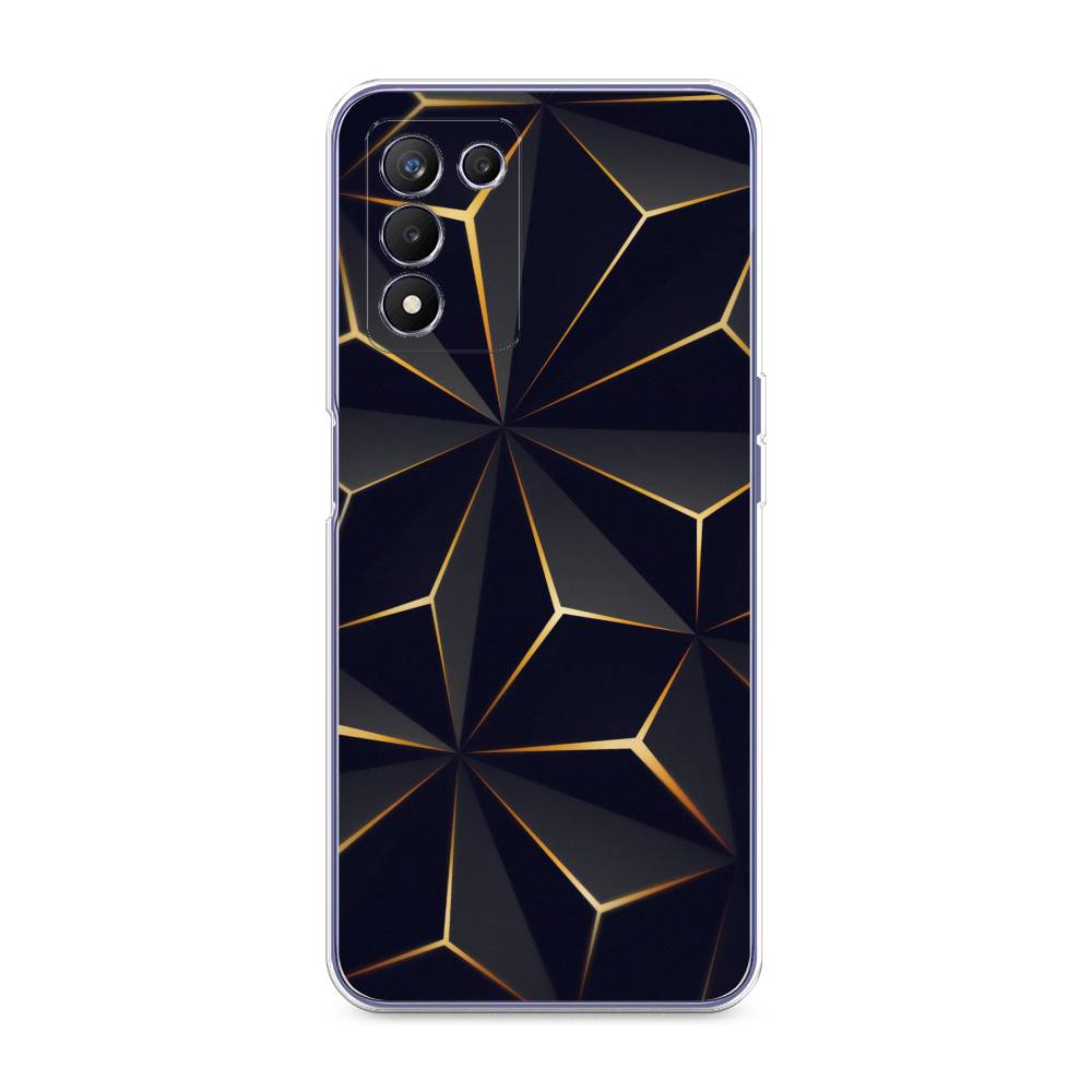 

Чехол на Realme Q3s "Черные полигоны", Золотистый;черный, 257950-3