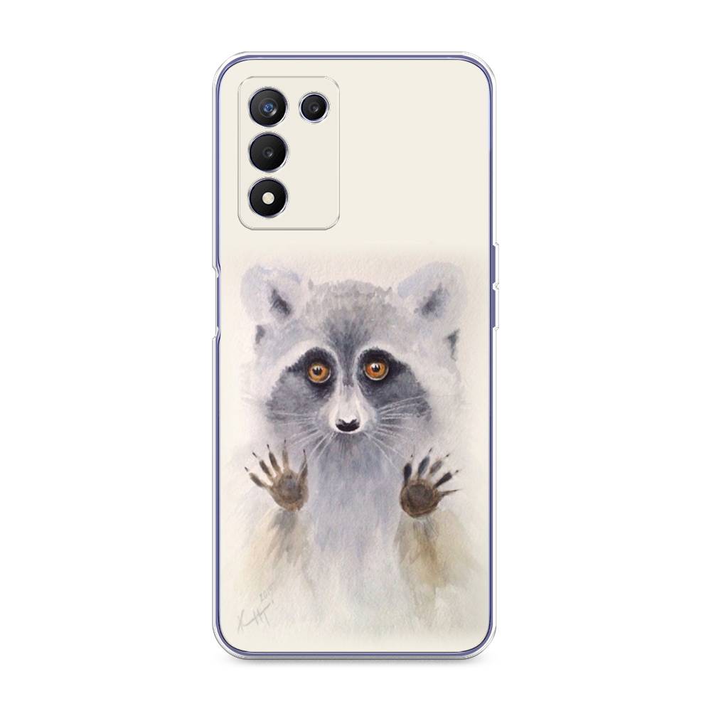 

Чехол на Realme Q3s "Енот за стеклом", Бежевый;серый, 257950-4