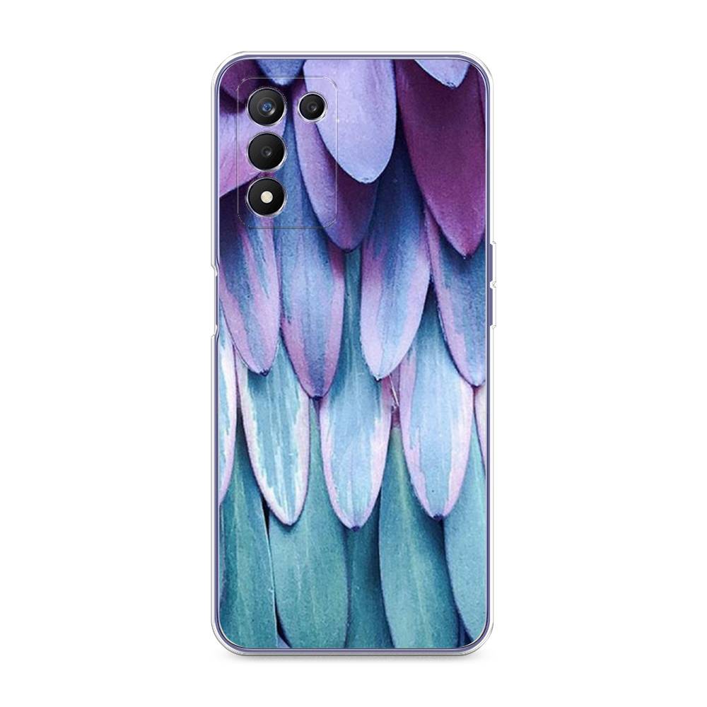 

Чехол на Realme Q3s "Синее перо", Фиолетовый;голубой, 257950-3