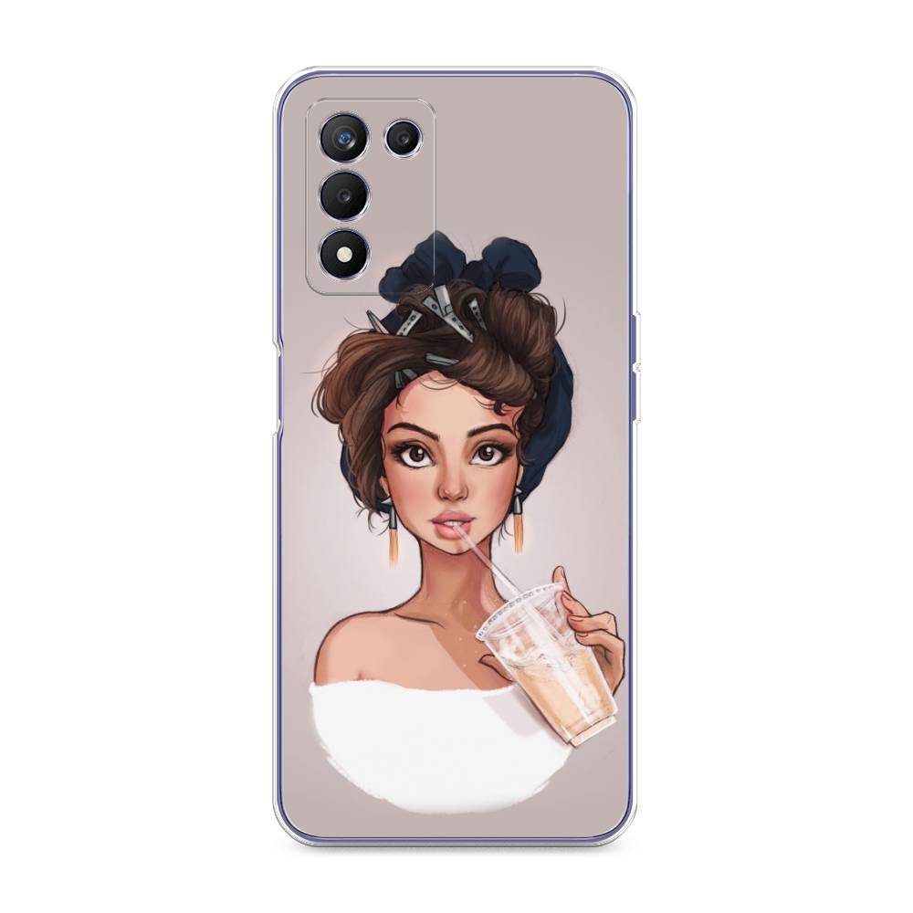 

Чехол на Realme Q3s "Девушка с фраппе", Серый, 257950-6