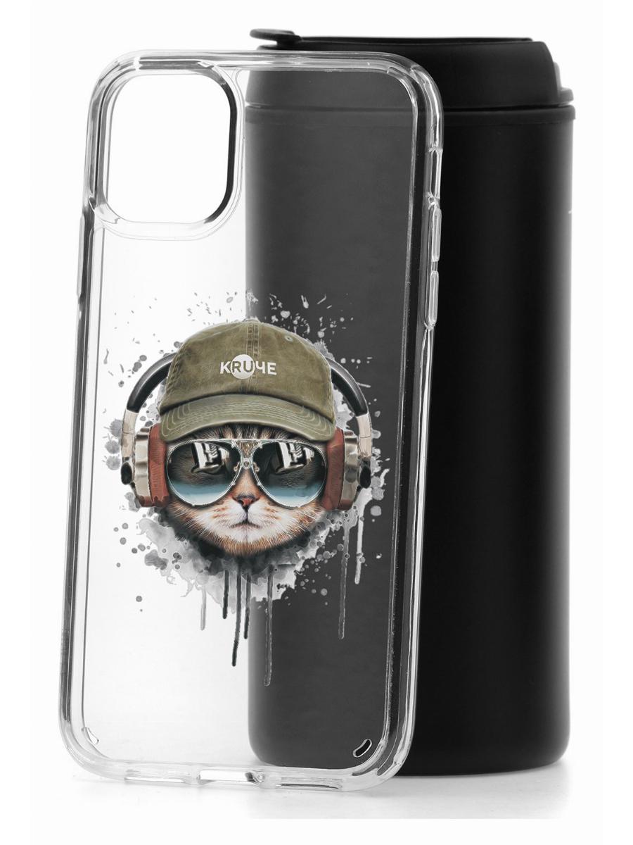 

Чехол для iPhone 11 Kruche Print Кот в наушниках