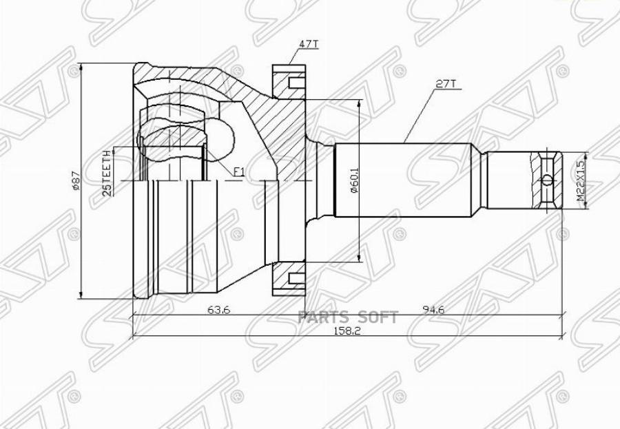 Шрус Наружный Hyundai Sonata 01-/Trajet 02- Sat HY-11A47