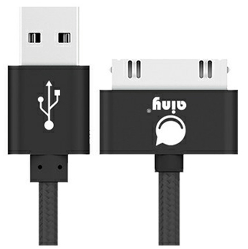 

Кабель Ainy для iPhone 4/4S тканевый Black