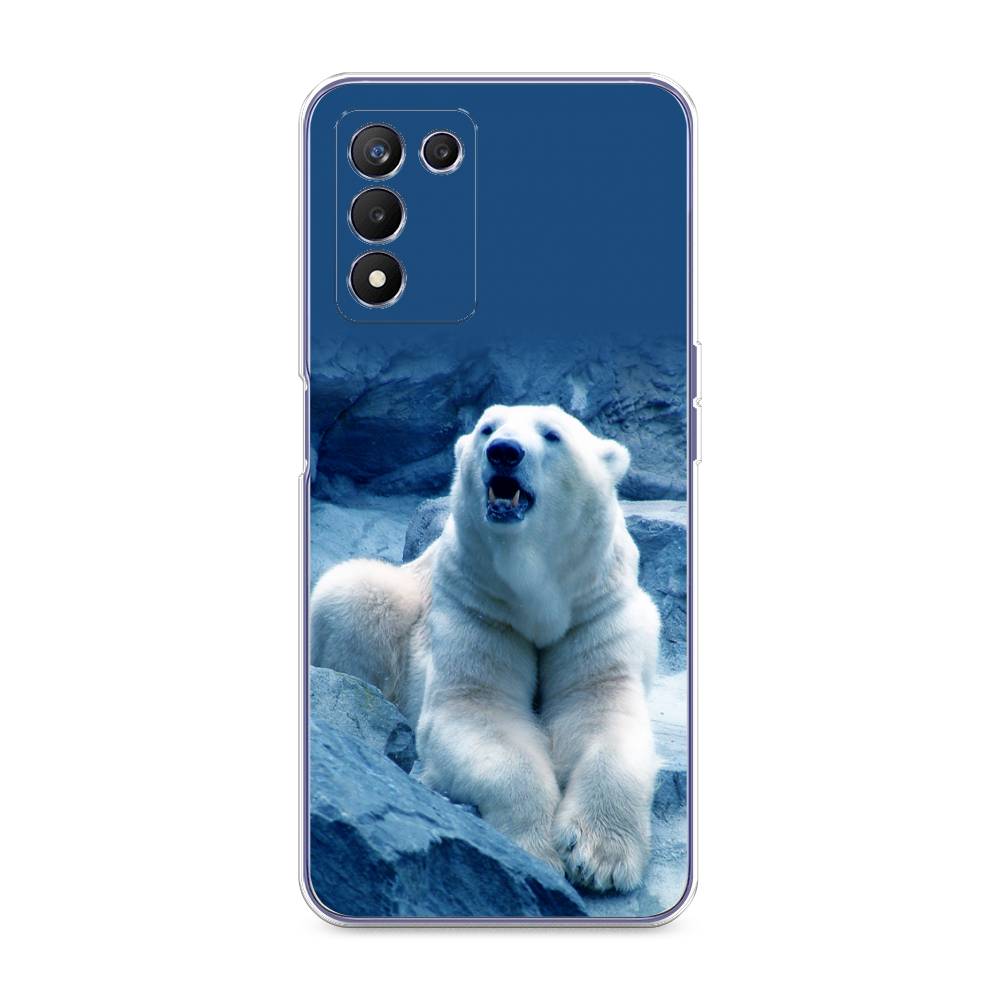 

Чехол на Realme Q3s "Белый медведь", Голубой;белый, 257950-1