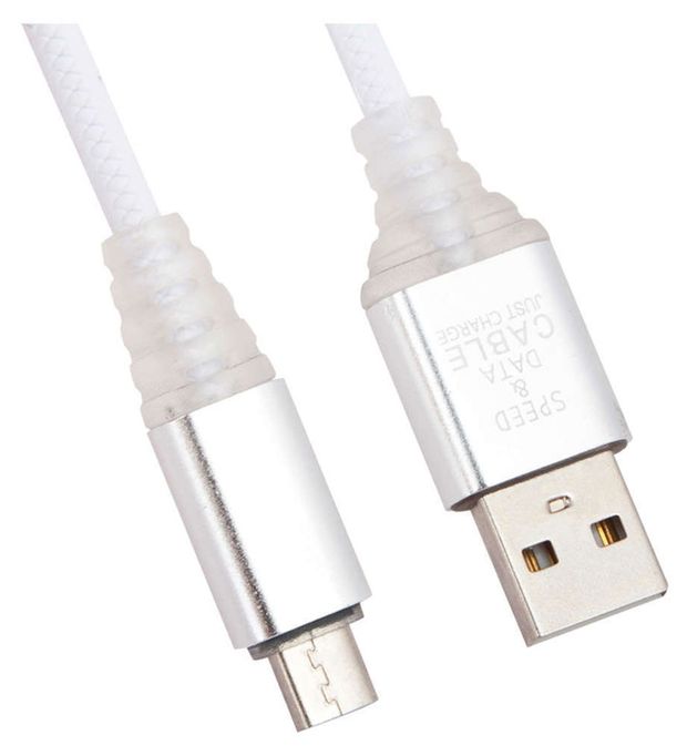 фото Кабель liberty project micro usb змея led tpe white