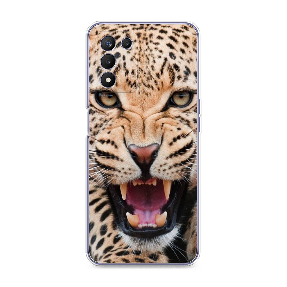 

Чехол на Realme Q3s "Леопард 3d", Бежевый;черный, 257950-6