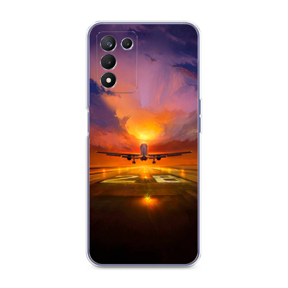 

Чехол на Realme Q3s "Самолет на посадке", Оранжевый;синий, 257950-6