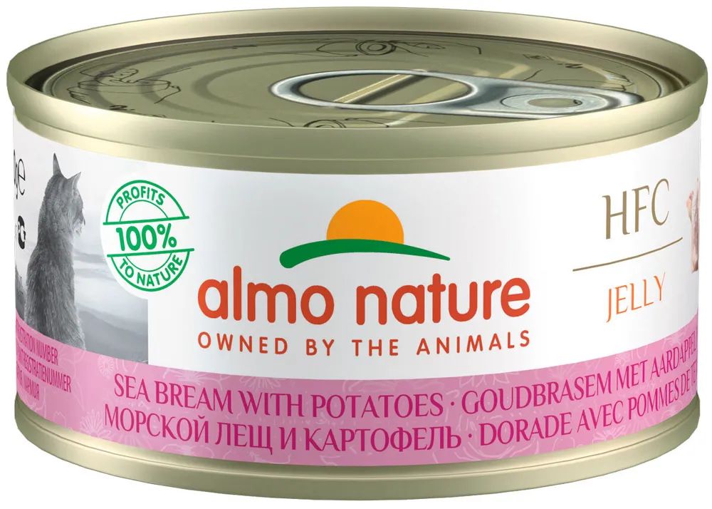 

Влажный корм для кошек ALMO NATURE CAT LIGHT HFC с морским лещом и картофелем, 24шт по 70г