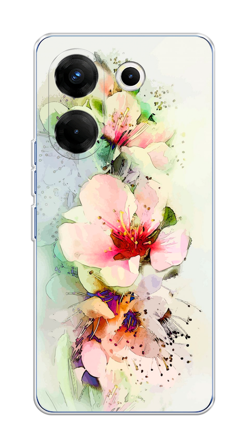 

Чехол на Tecno Camon 20 Pro 5G "Нежные цветы", Зеленый;розовый, 304050-2