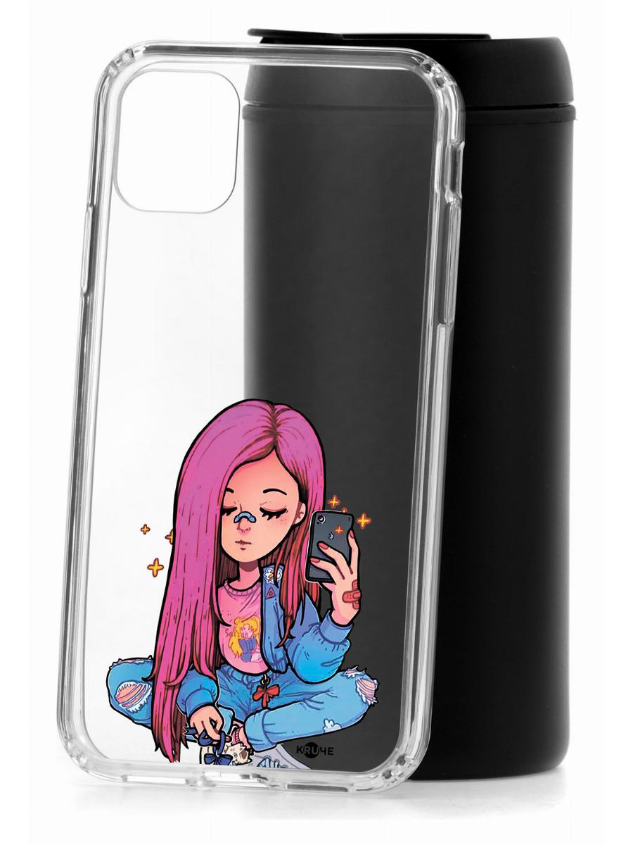 фото Чехол для iphone 11 kruche print pink hair кruче