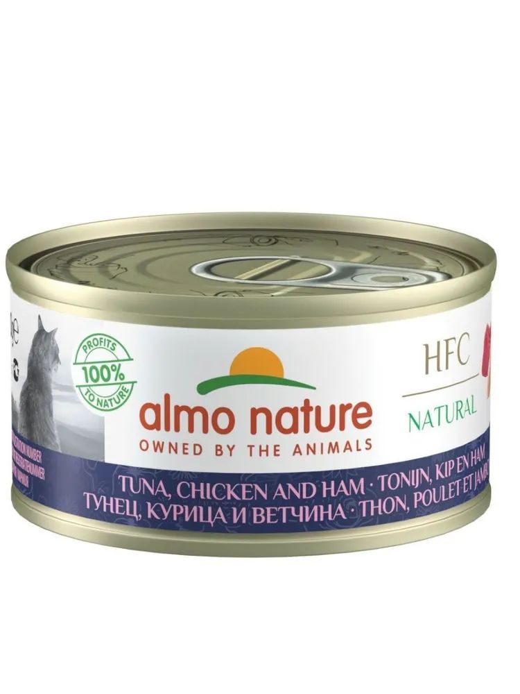 

Влажный корм для кошек ALMO NATURE CAT CUISINE HFC, тунец, курица, ветчина, 24 шт по 70 г