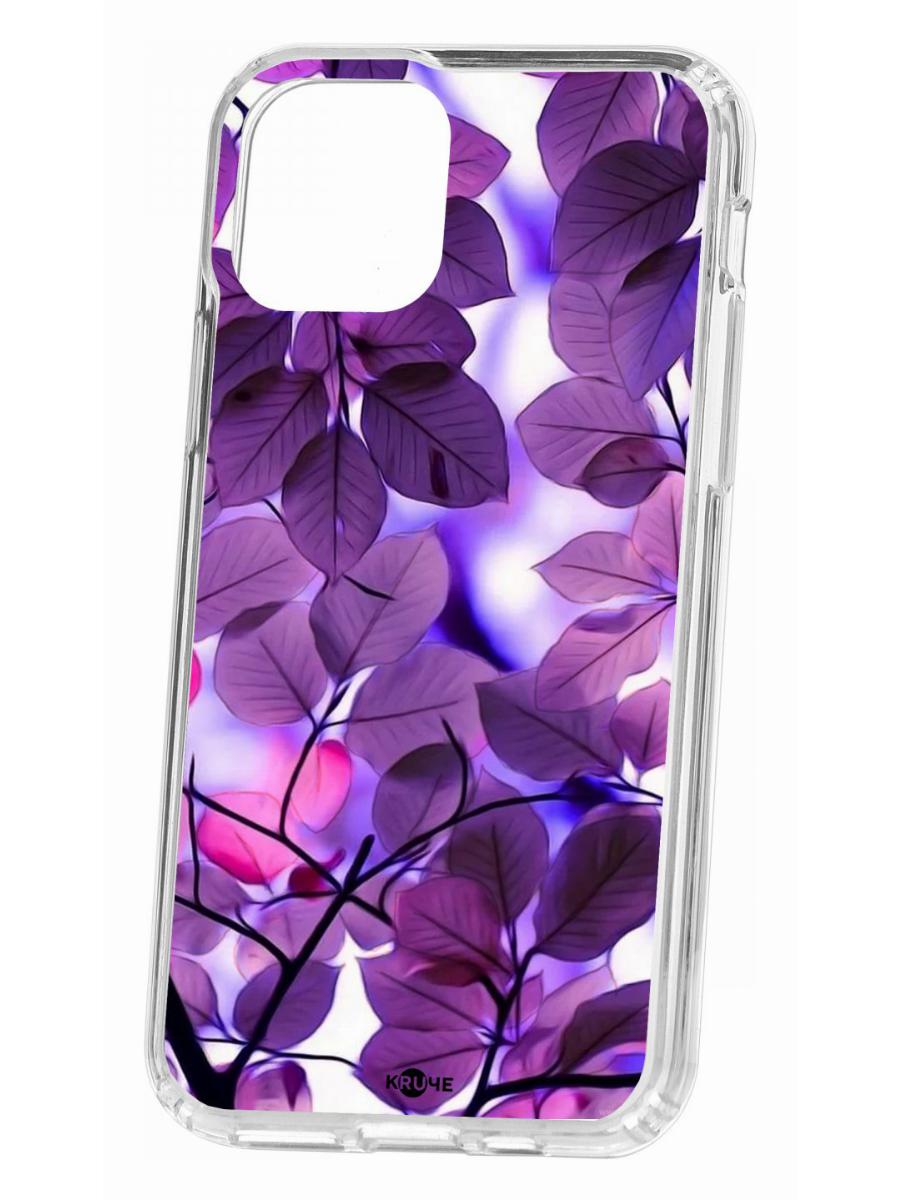 фото Чехол для iphone 11 pro kruche print purple leaves кruче