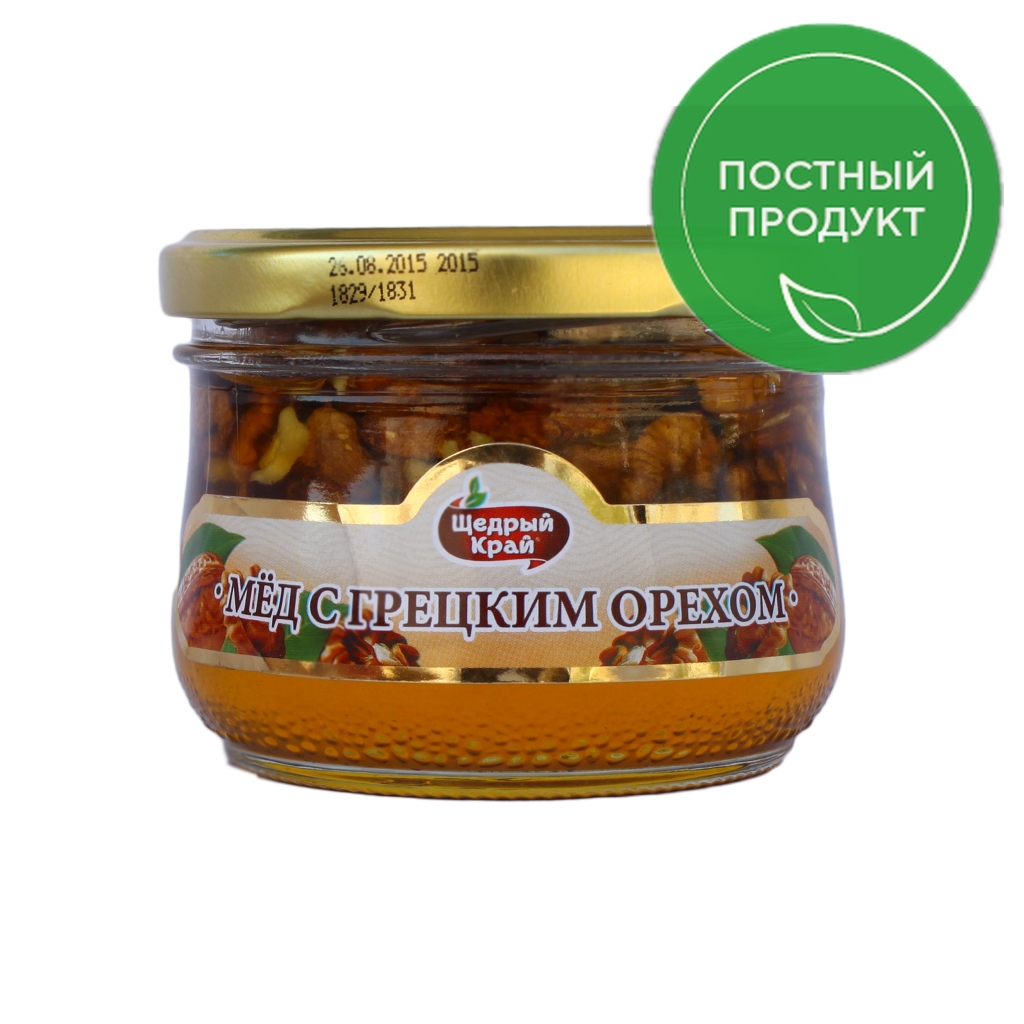 

Мед Щедрый край цветочный с грецким орехом 250 г