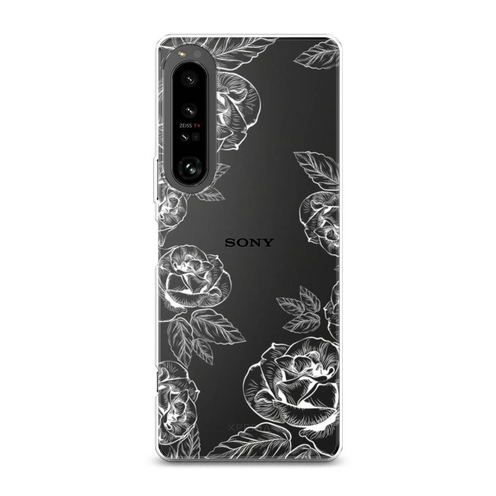 

Чехол на Sony Xperia 1 IV "Розы графика", Черный;серый, 55150-2