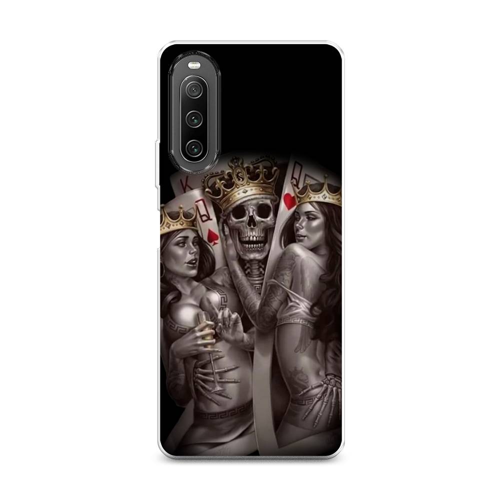 

Чехол на Sony Xperia 10 IV "Карты король и королевы", Серый;желтый, 55250-6