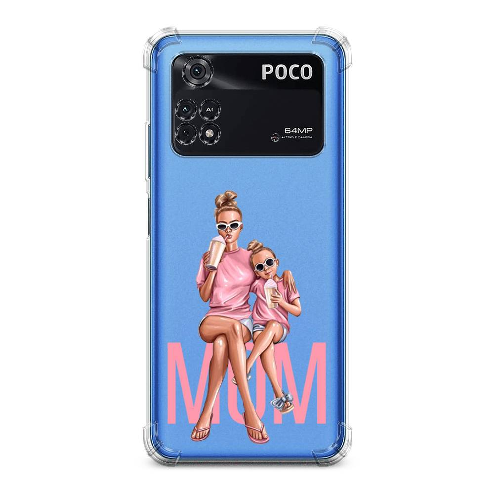 

Чехол Awog на Poco M4 Pro 4G / Сяоми Поко M4 Про 4G "Lovely mom", Синий;бежевый;розовый