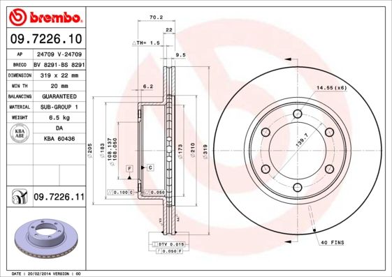 

Диск тормозной передний 319mm вентилируемый окрашенный