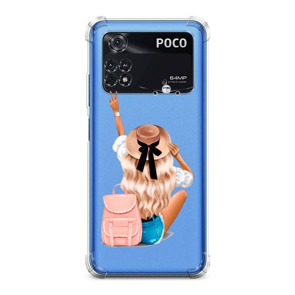 

Чехол Awog на Poco M4 Pro 4G / Сяоми Поко M4 Про 4G "Автостопом самолетом", Бежевый;розовый;голубой