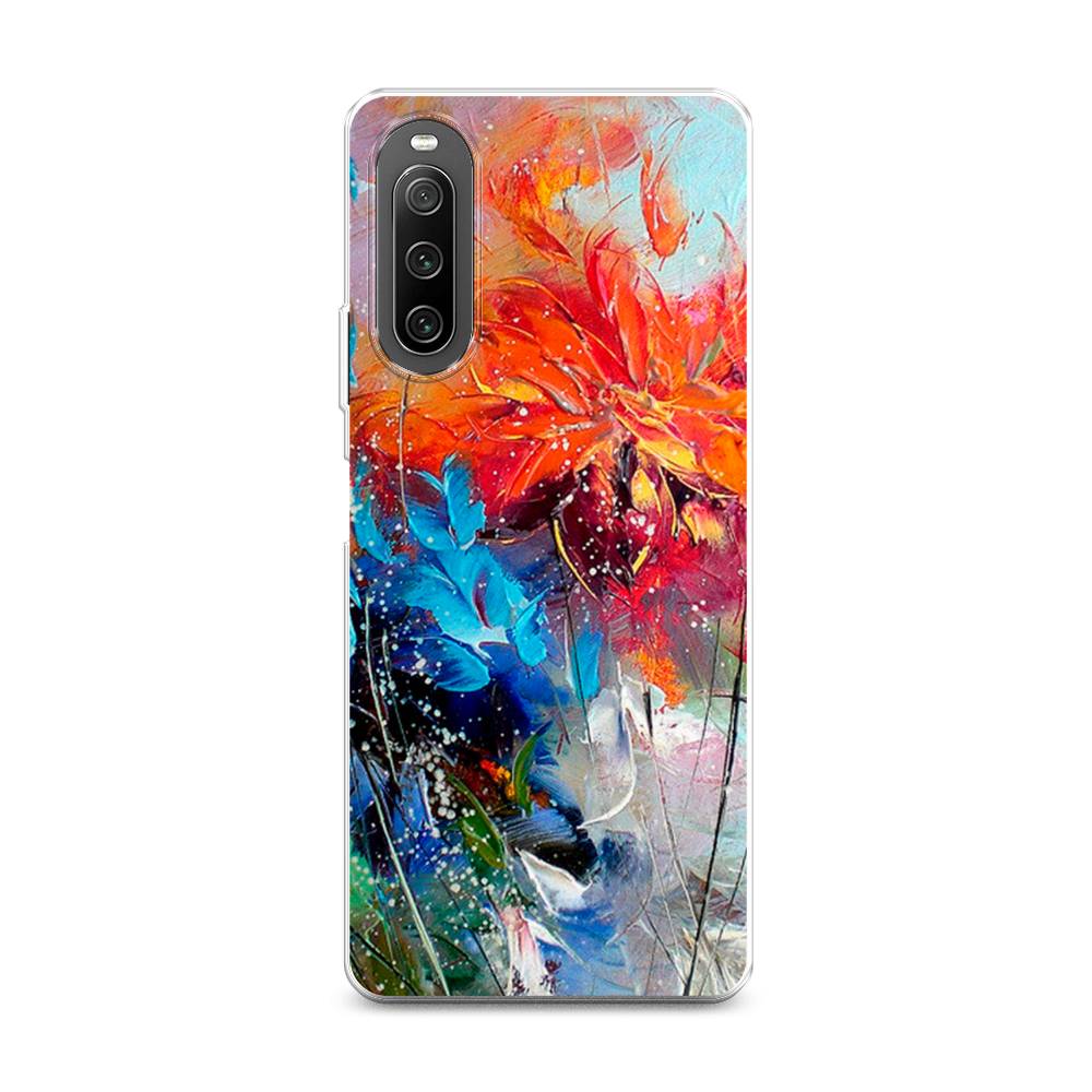 

Чехол на Sony Xperia 10 IV "Абстрактные цветы", Оранжевый;синий, 55250-4