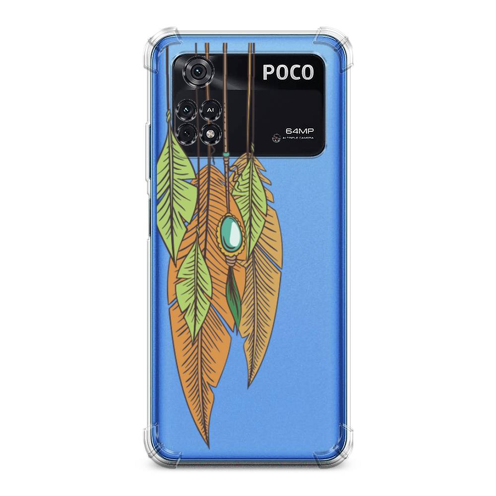 

Чехол Awog на Poco M4 Pro 4G / Сяоми Поко M4 Про 4G "Оберег перья", Коричневый