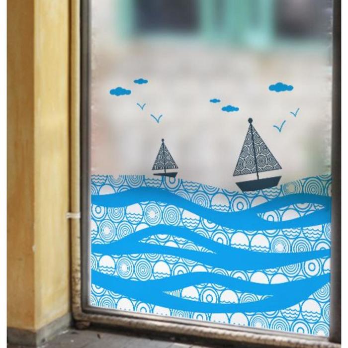 

Наклейка пластик интерьерная цветная "Парусники в море" 58х60 см