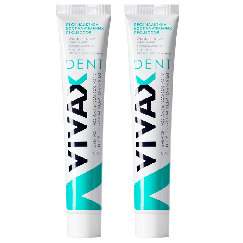Зубная паста Vivax с пептидным комплексом и бисабололом, профилактика, 95 г х 2 шт