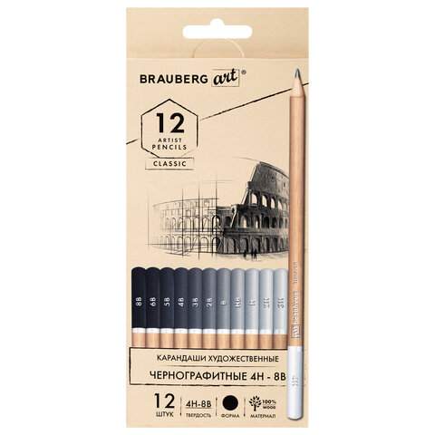 

Набор чернографитных карандашей BRAUBERG "CLASSIC" 181542, 12шт. х 3 уп.