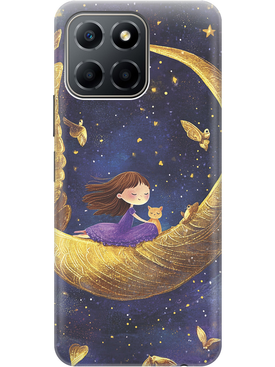 

Силиконовый чехол на Honor X6 / X8 5G с принтом "Девочка и месяц", Прозрачный;золотистый;черный, 762092272