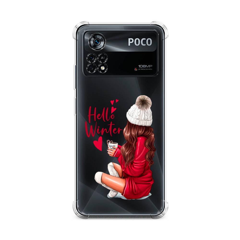 

Чехол Awog на Poco X4 Pro 5G / Сяоми Поко X4 Про 5G "Hello winter", Красный;коричневый;белый
