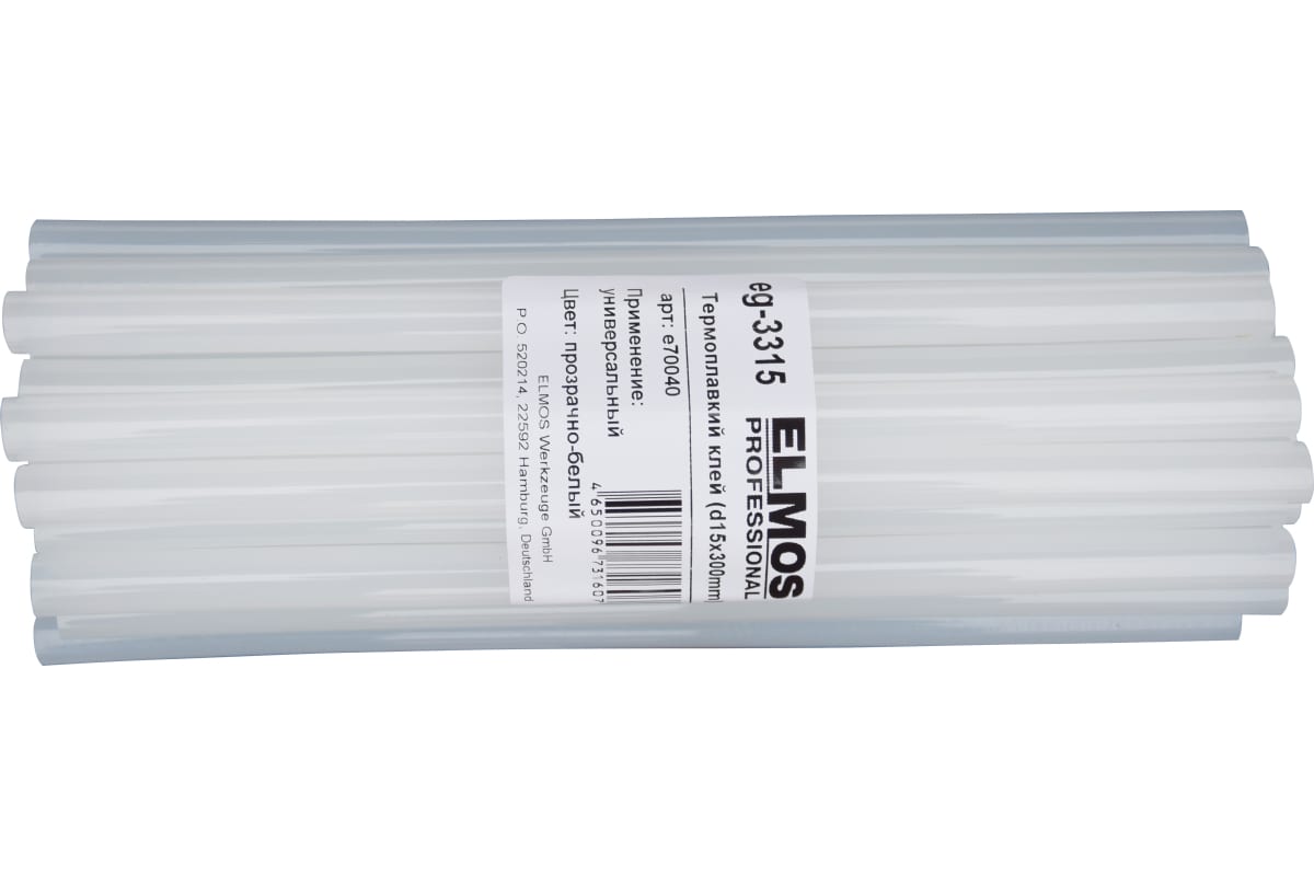 Клей eg3315 15 мм, прозрачно-белый, универсальный Elmos e70 040