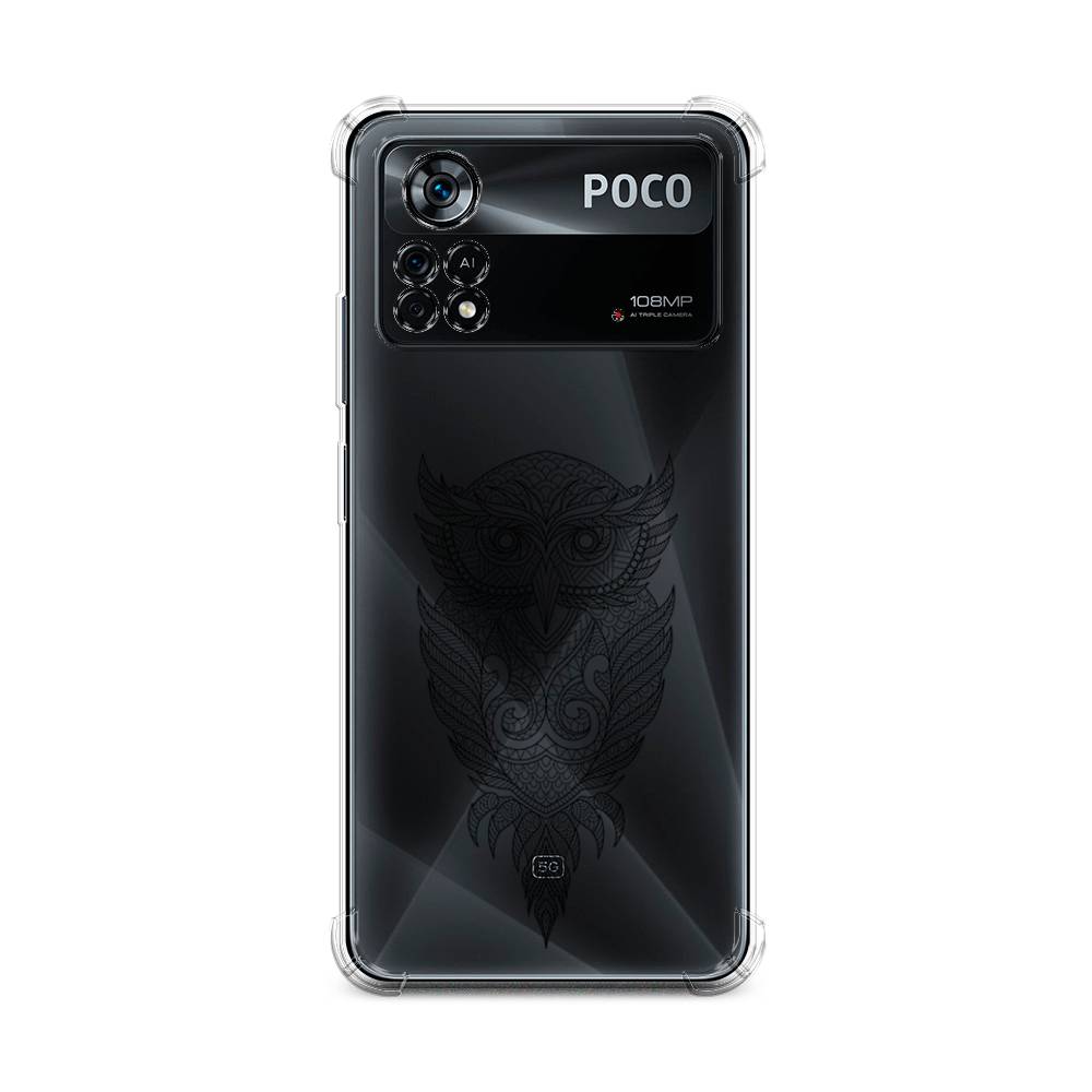 

Чехол Awog на Poco X4 Pro 5G / Сяоми Поко X4 Про 5G "Филин графика", Черный