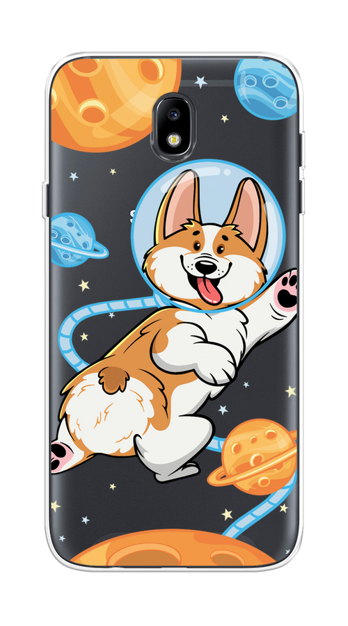 

Чехол на Samsung Galaxy J7 2017 "Корги-космонавт", Голубой;бежевый;белый, 23150-1